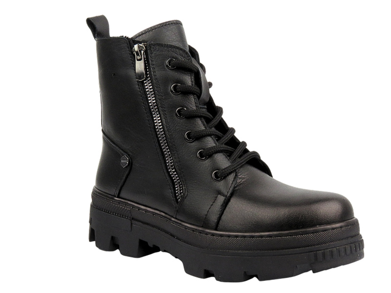 Botki damskie skórzane - VACARRO 1002, czarne