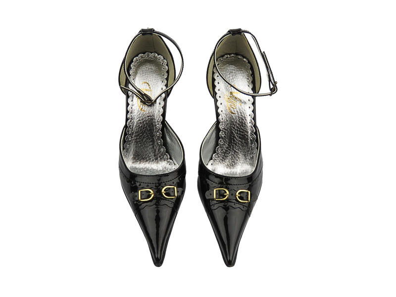 Lakierowane czółenka damskie na szpilce czarne Vigo 665