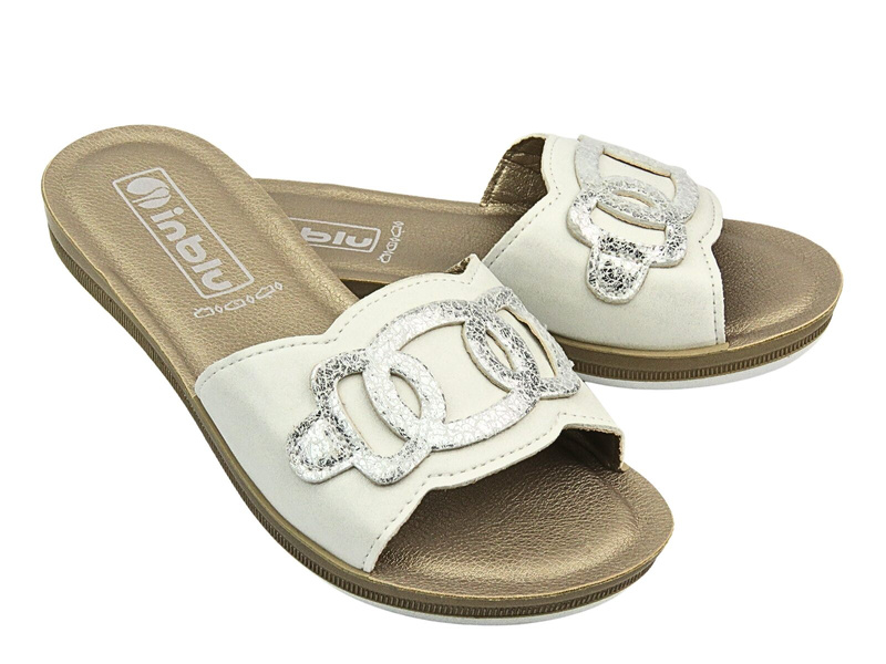 Klapki Damskie INBLU PONZA Białe Wsuwane