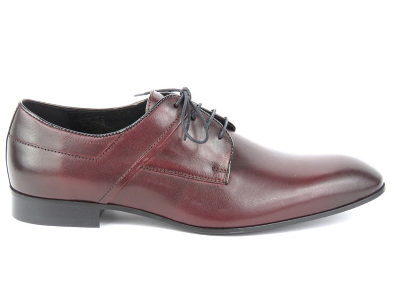 Skórzane półbuty męskie wizytowe w kolorze wiśni - Conhpol 6714