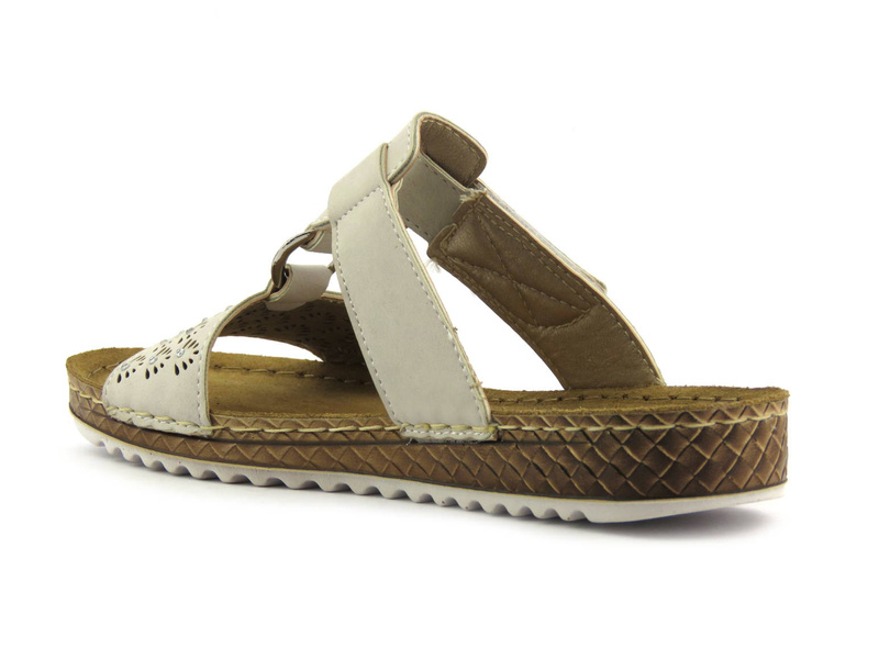 Klapki damskie zapinane na rzep - INBLU VO-06, beżowe