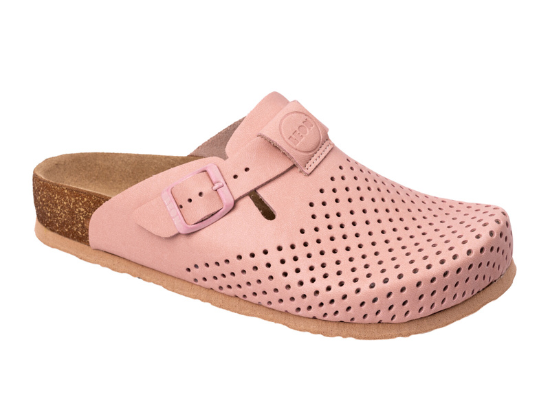 Skórzane Klapki Damskie Leon 4250 różowe