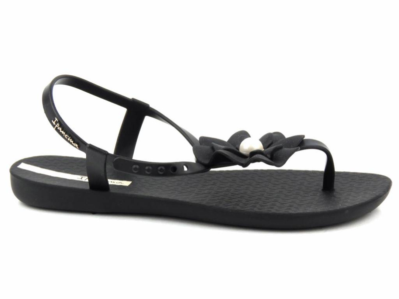 Sandały damskie, japonki z kwiatem - Ipanema 26845, czarne