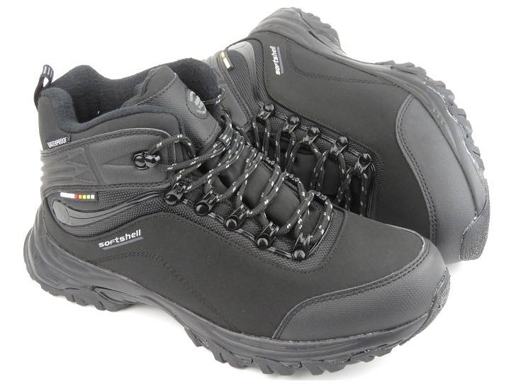 Śniegowce, trekkingi męskie z softshell i membraną - AMERICAN CLUB WT54/23, czarne