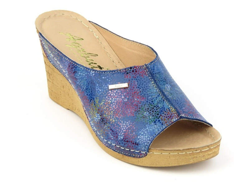 Miękkie klapki damskie na koturnie - Agxbut 500, granatowe