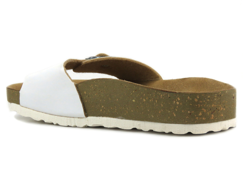 Klapki damskie z klamrą- INBLU Farich, białe