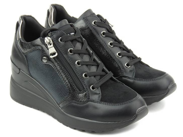 Czarne buty damskie sportowe na koturnie - INBLU IN000243