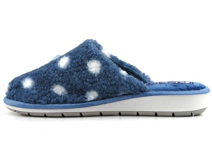 Miękkie kapcie, bambosze damskie w groszki - INBLU URSULA, granatowe