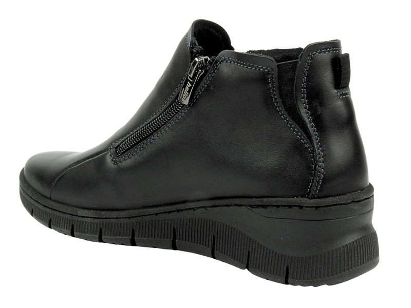 Botki damskie na koturnie HELIOS Komfort 552, czarne 2