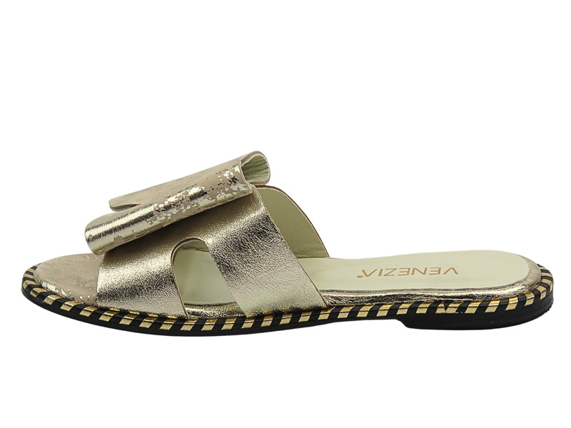 Skórzane złote klapki damskie Venezia L054LEGOOBK034,