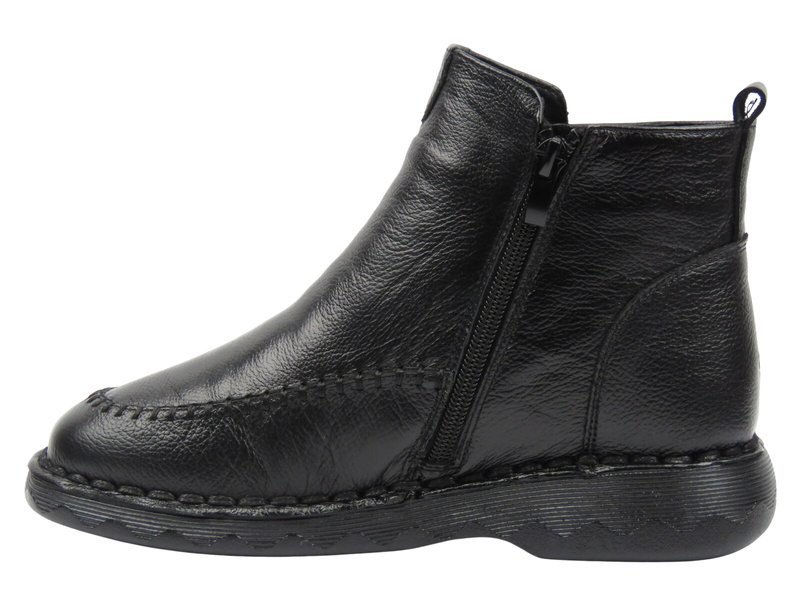 Skórzane botki damskie czarne Cambell 25-15304