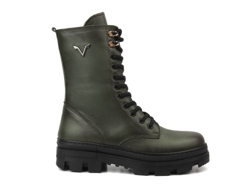 Trapery damskie skórzane  - VACARRO 493, khaki