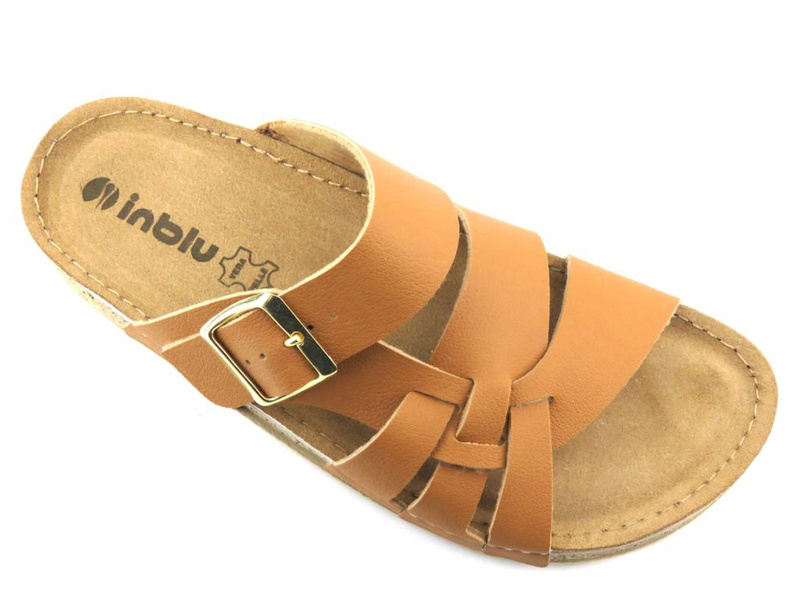 Wygodne klapki damskie z paskami - Inblu AT-28, brązowe