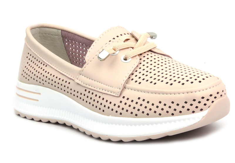 Ażurowe półbuty damskie - Artiker 52C1888, różowe