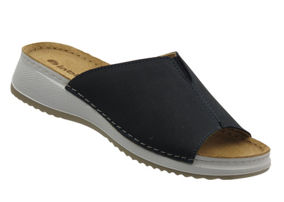 Skórzane klapki damskie granatowe INBLU SD-4KU