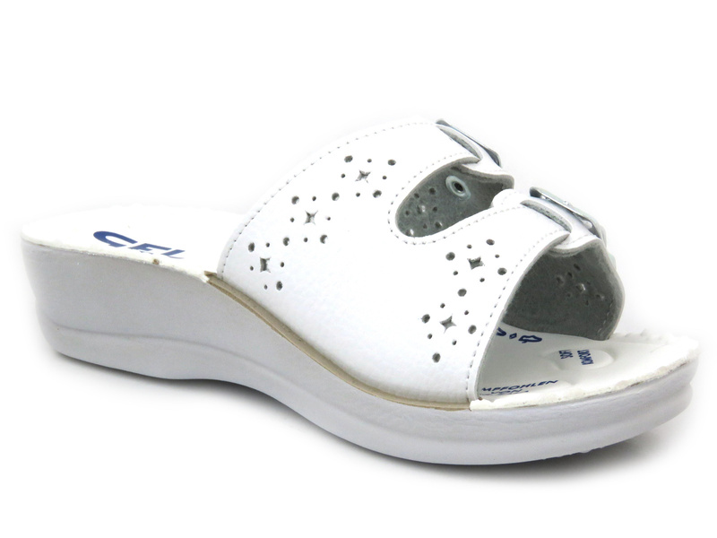 Klapki damskie medyczne z żelową wkładką - Inblu VR6B, białe