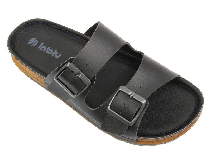 Klapki damskie z klamrami - INBLU Favignana, czarne