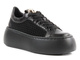 Skórzane buty damskie na platformie - Carinii B9405, czarne