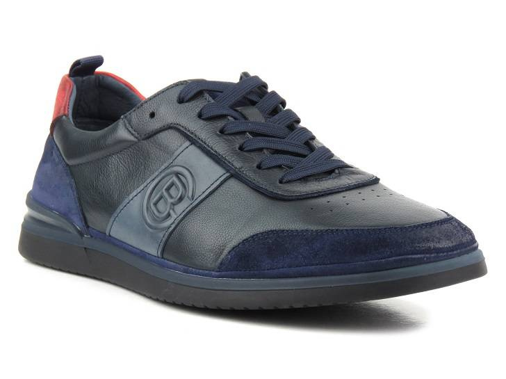 Buty męskie sportowe skórzane - JOHN DOUBARE QA537WIA-AB59, granatowe