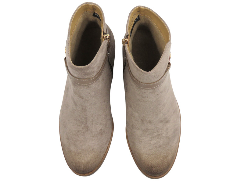 Botki damskie na wygodnym obcasie khaki Potocki 25-12738