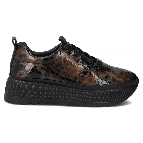 Skórzane półbuty damskie na platformie - Filippo DP7284/25, brązowe