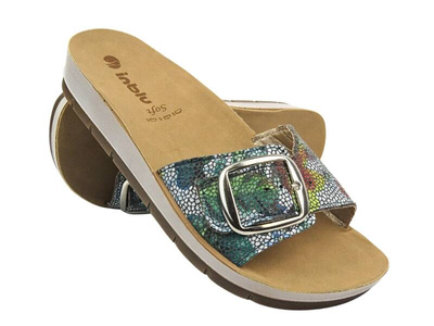 Klapki damskie z klamrą zielone INBLU ELBA