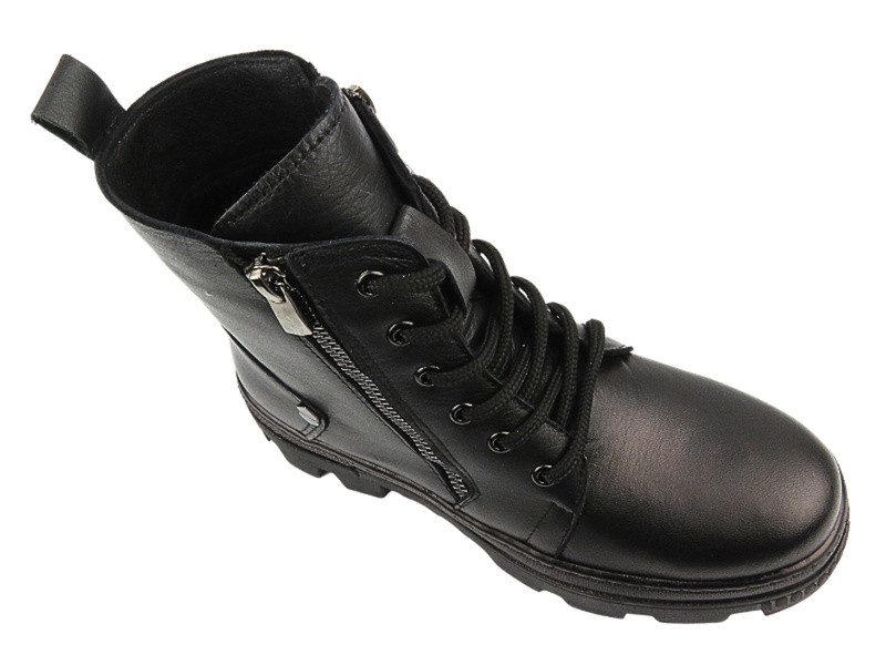 Botki damskie skórzane - VACARRO 1002, czarne