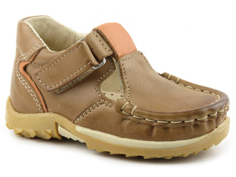 Skórzane półbuty dziecięce zapinane na rzep - Helios 008