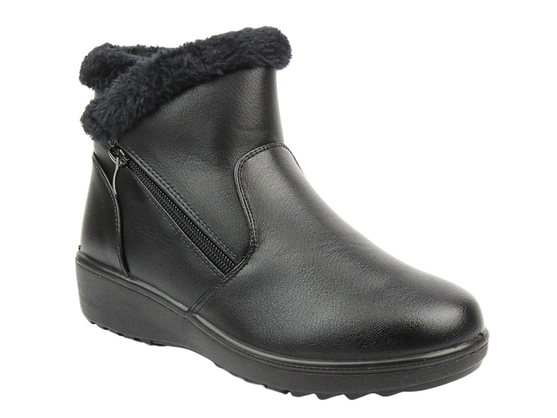 Ciepłe botki damskie - Unisoft 24BT02-7980, czarne
