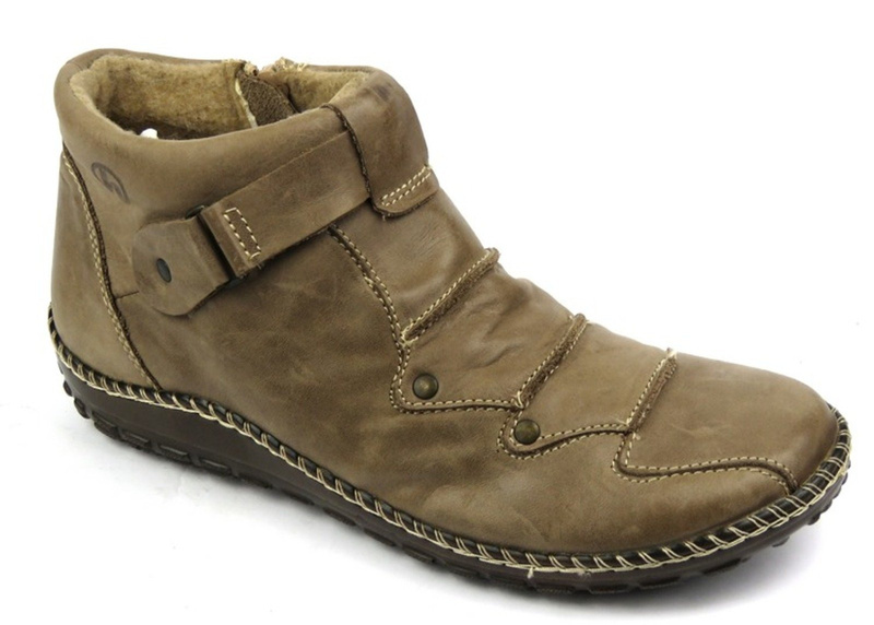 Lekkie, wygodne botki damskie HELIOS Komfort 608, beżowe