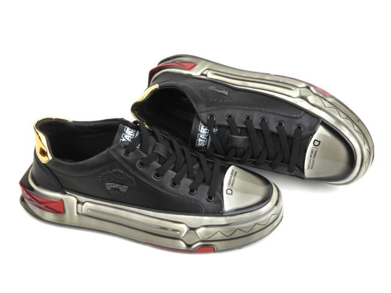 Nowoczesne sneakersy męskie - JOHN DOUBARE 9699, czarne
