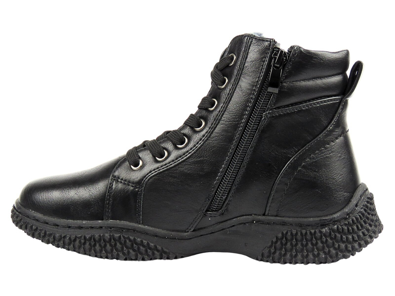 Wygodne botki damskie ze skóry ekologicznej Unisoft 24BT02-7978, czarne