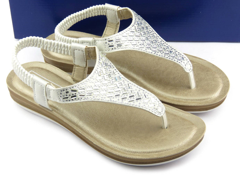 Sandały, japonki damskie wsuwane - Inblu BA-43, białe