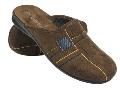 Kapcie Męskie Z Miękką Wkładką  INBLU OG-2D Ciemny Brąz Wsuwane