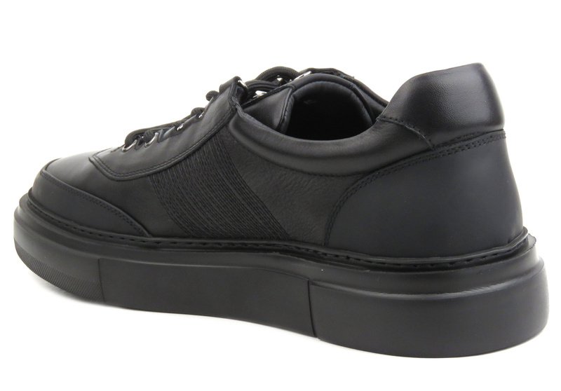 Skórzane sneakersy męskie - JOHN DOUBARE H115-2, czarne