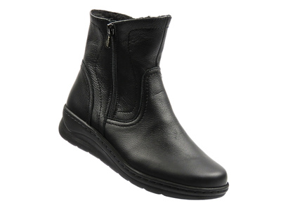 Wygodne botki damskie ocieplone kożuchem - HELIOS Komfort 788, czarne 2