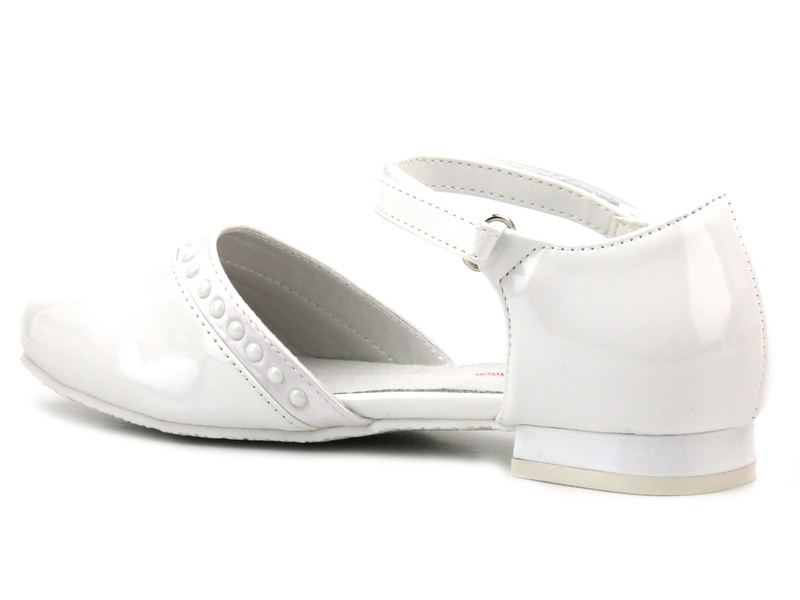 Eleganckie buty, czółenka komunijne - Wojtyłko 23712, białe 