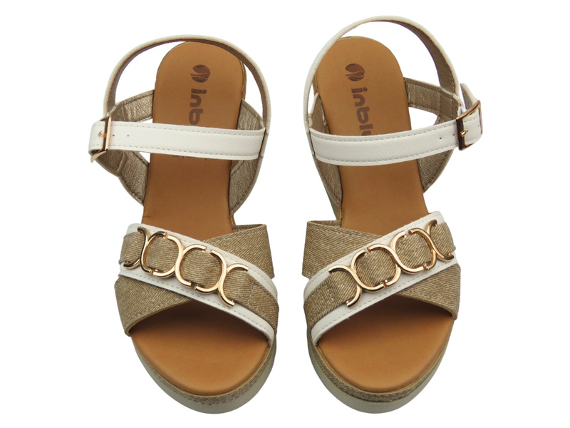 Sandały damskie na koturnie - INBLU FG-41, białe