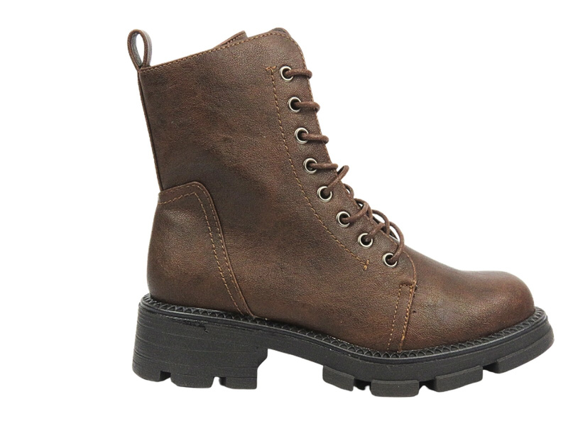 Ocieplane Botki Damskie - Potocki 24-96303 Brązowe Na Zamek