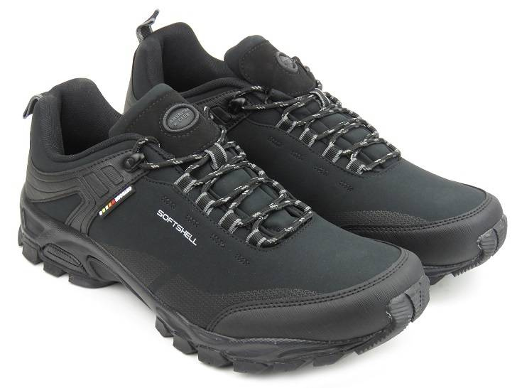 Trekkingi męskie z tkaniną softshell - AMERICAN CLUB WT82/22, czarne (duże rozmiary 47-49)