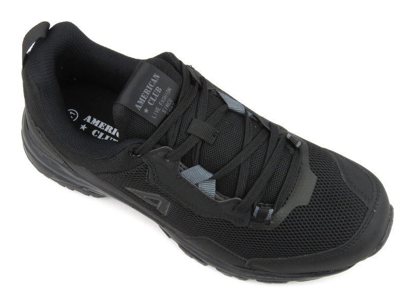 Klasyczne sneakersy męskie - AMERICAN CLUB WT138/23, czarne