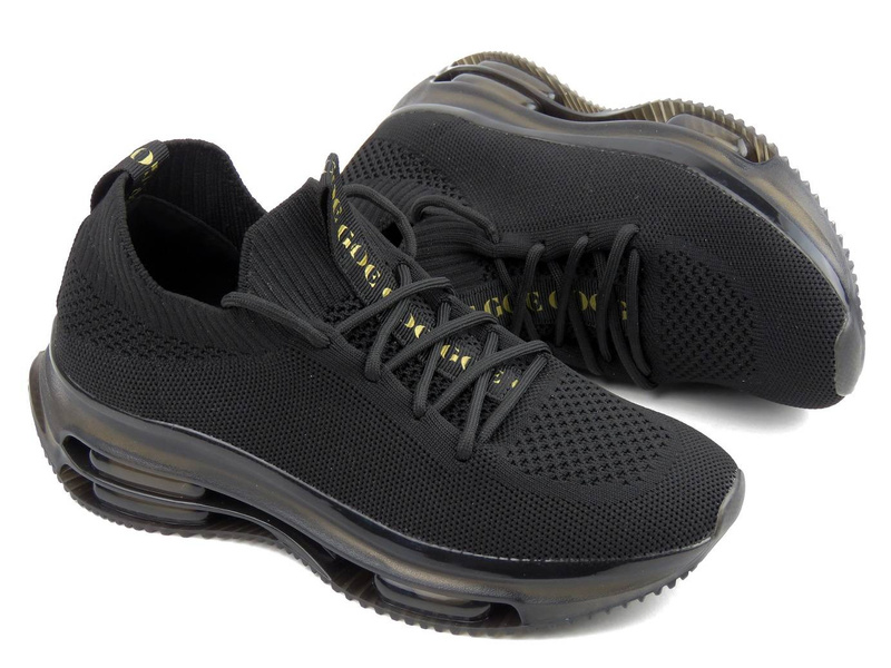 Sneakersy damskie z przewiewnej tkaniny - GOE JJ2N4080, czarne