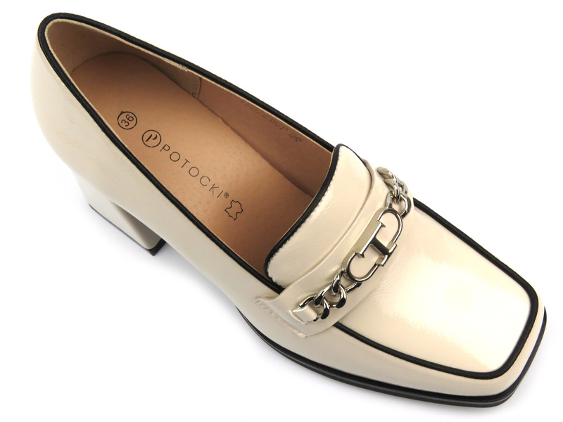 Eleganckie buty damskie - Potocki 24-12322, beżowe