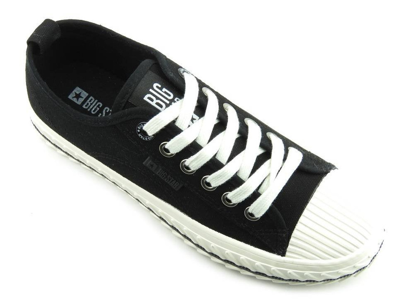 Trampki damskie z podeszwą w jodełkę - Big Star HH274187, czarne