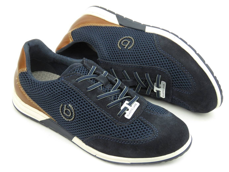 Sneakersy męskie z siateczkową cholewką - BUGATTI 331-A7M02-1469, granatowe