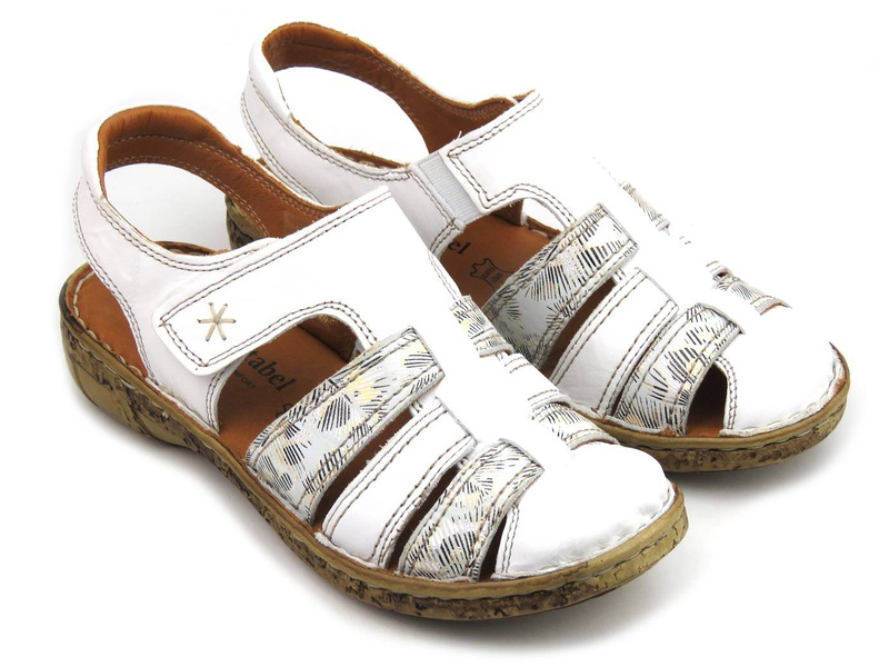 Wygodne sandały damskie z zakrytymi palcami - COMFORTABEL 720009-03, białe