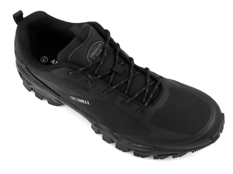 Trekkingi męskie z tkaniną Soft Shell - AMERICAN CLUB HL 16/21, czarne