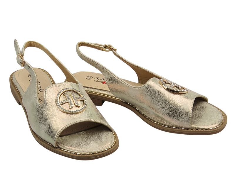 Sandały damskie- S. Barski KV51-002 złote