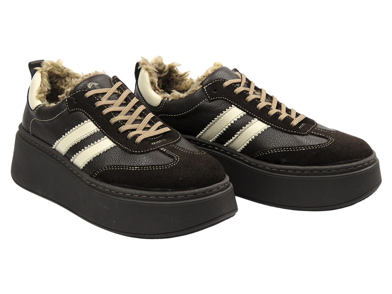 Ocieplane sneakersy damskie Nika Komfort 1703, brązowe