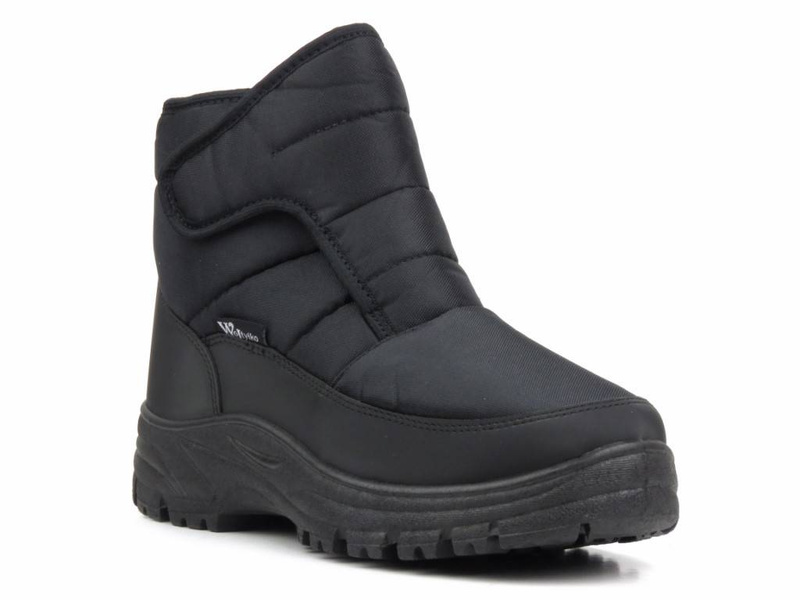 Ciepłe śniegowce męskie na rzepy - Wojtyłko 23208, czarne